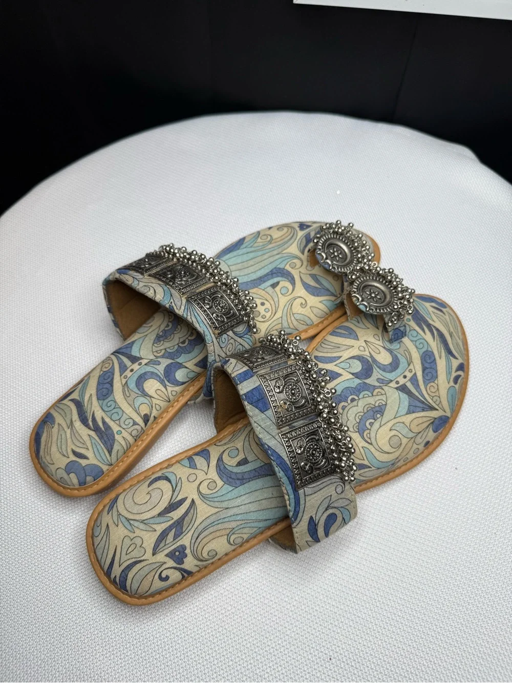 Handmade Indian Cotton Slip-On Sandals-New